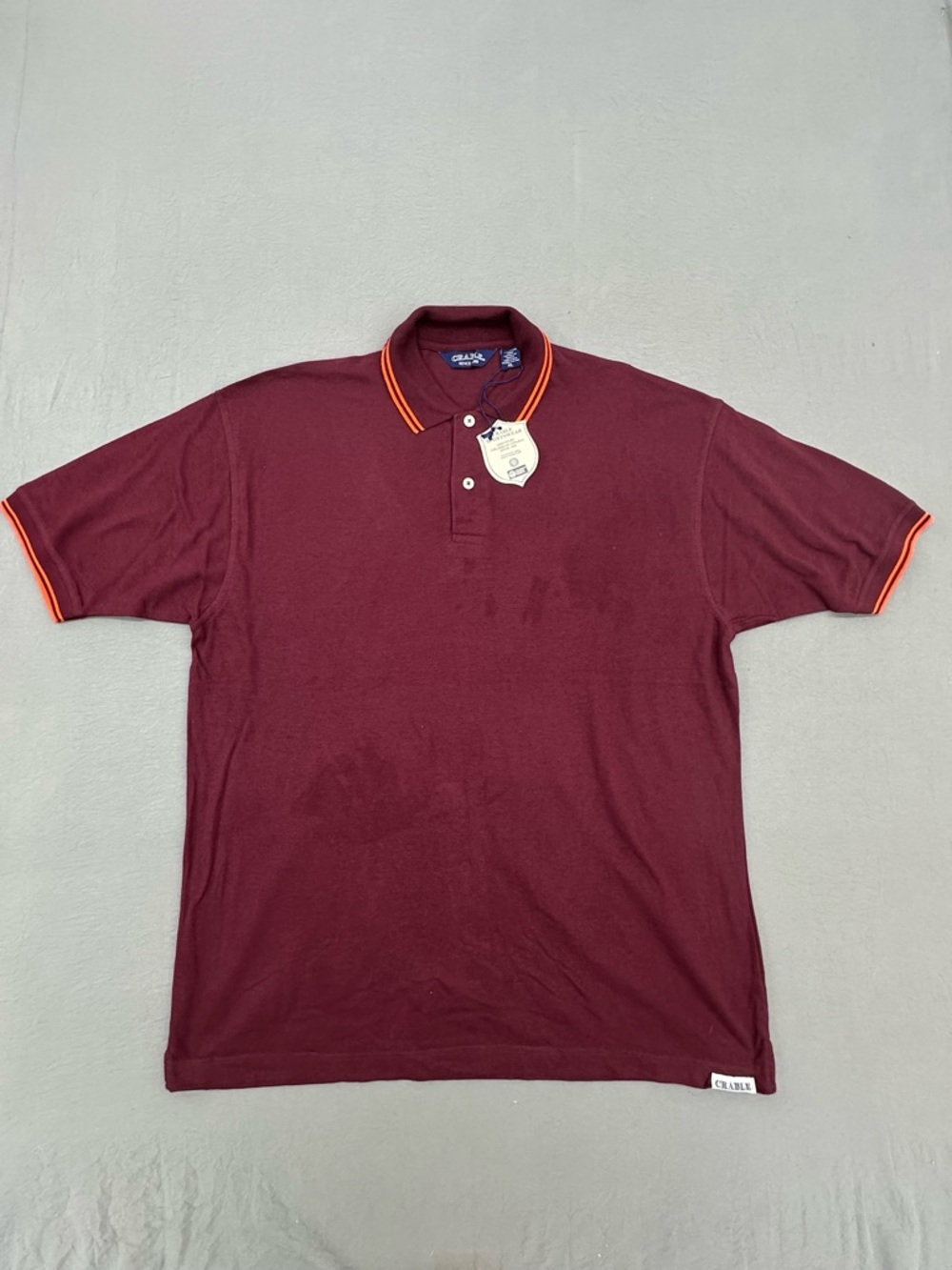 Crable Sportswear Classic Men's Polo Shirt in Burgundy with Contrast Trim XL
